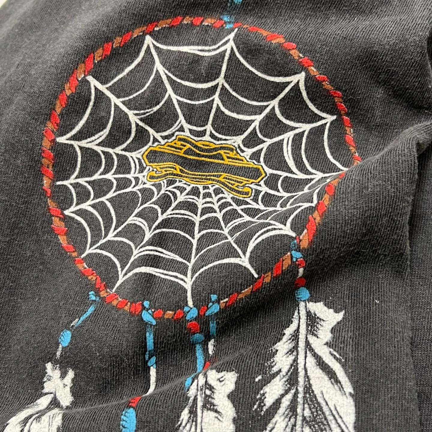 More details SAINT Mxxxxxx x TEFLON DISCO SAINT DISCO ML_LS TEE/BLK Eagle Feather Spider Web Distressed Long Sleeve S-XL Ready-to-wear Assute dyeing, water spray fading treatment, customized TEFLON DISCO co-branded accessories, hand-splashed ink, wormhole fraying treatment, genuine level printing process